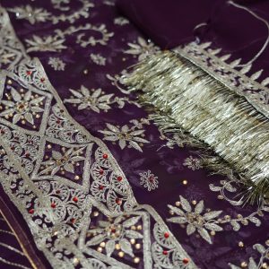 Zari Half Pure Wedding Rajputi Poshak In Dark Wine Color.