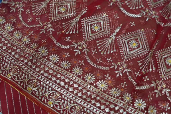Red Colour poshak with Yellow Odhna (Roshani) - Image 3