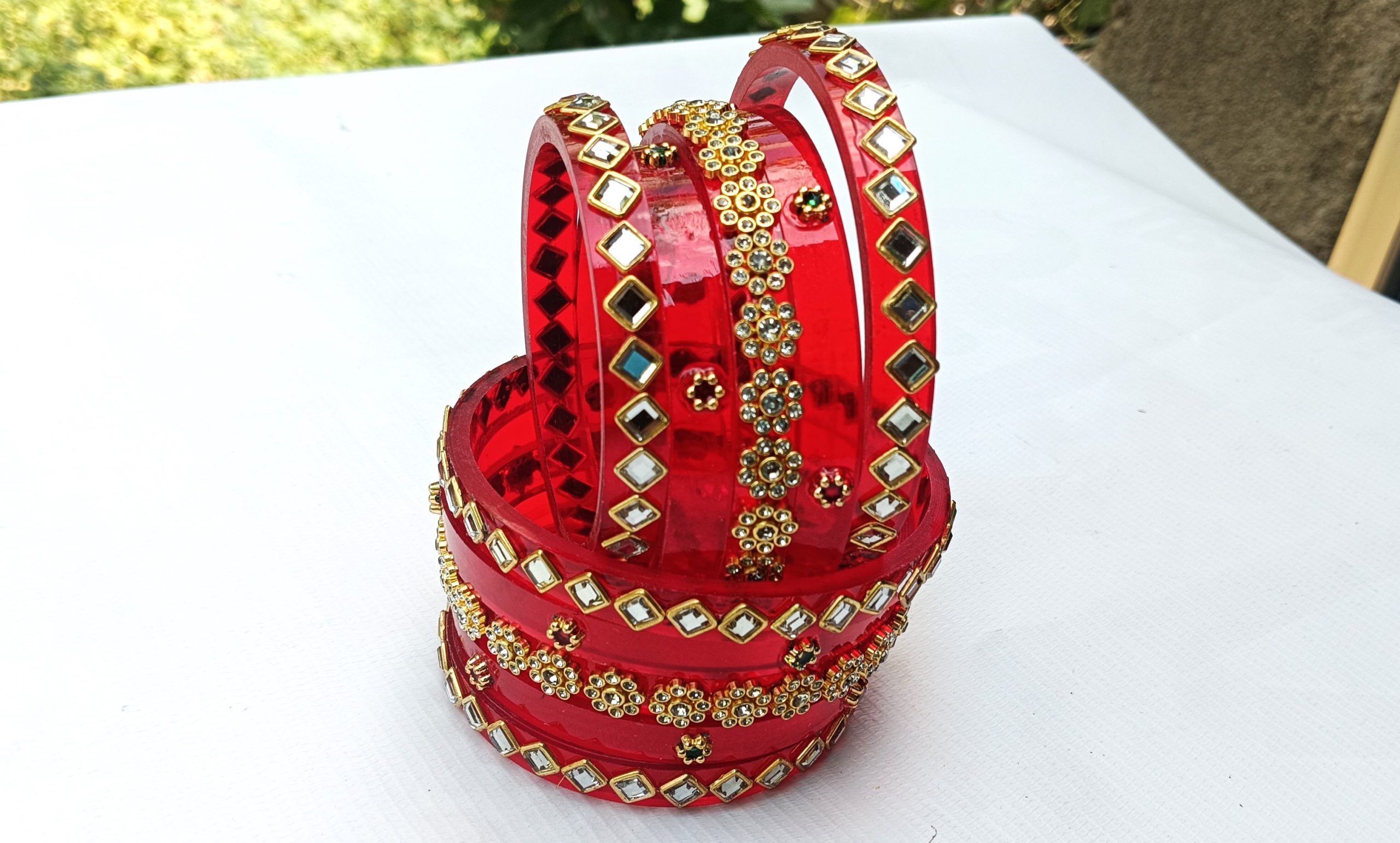 Rajasthani Red Bridal Bangles | Rajputi Chuda Set with Kundan & Golden Stone Work | Traditional Wedding & Festive Wear.