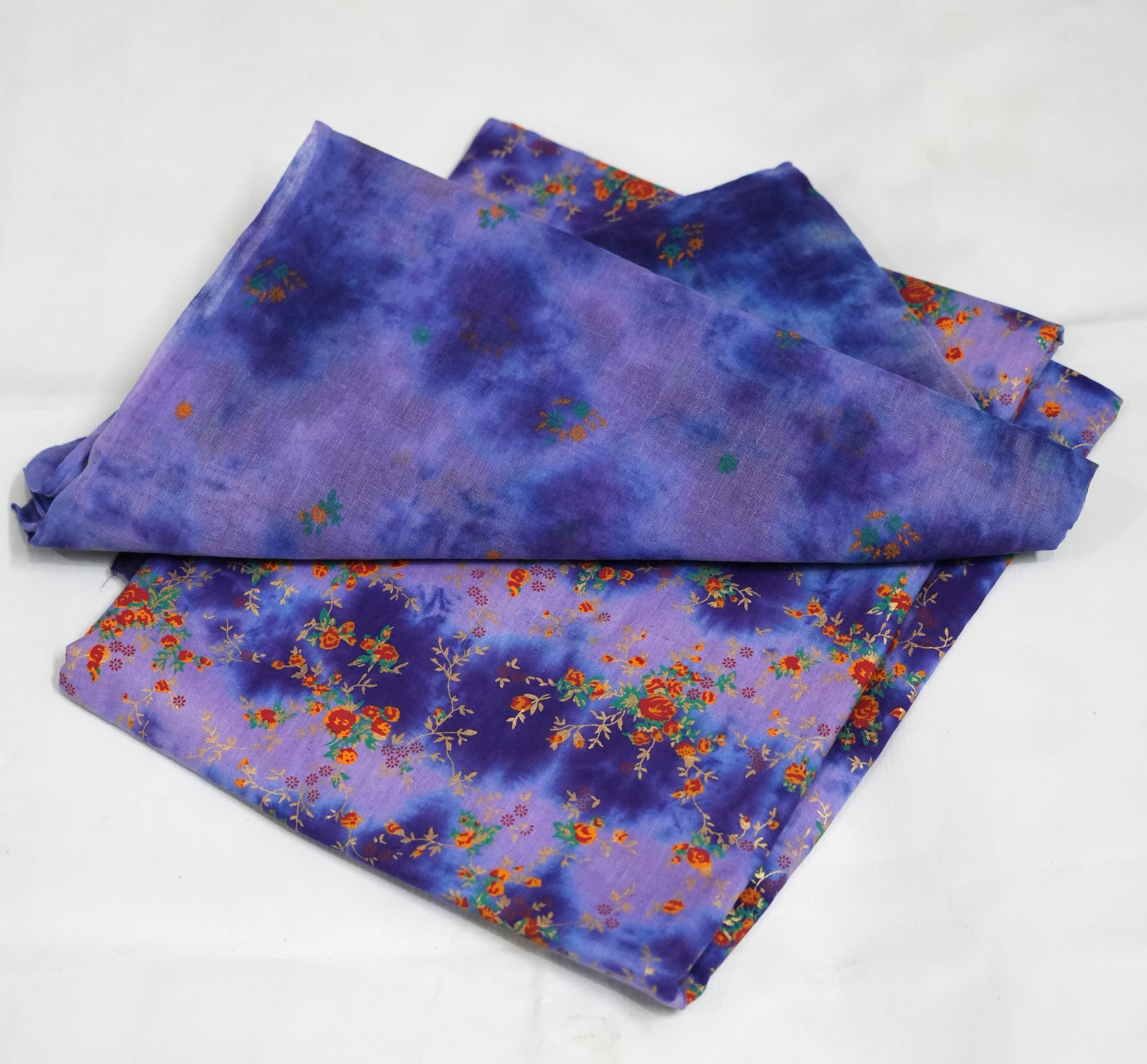 Light Blue Rajasthani cotton foil print poshak