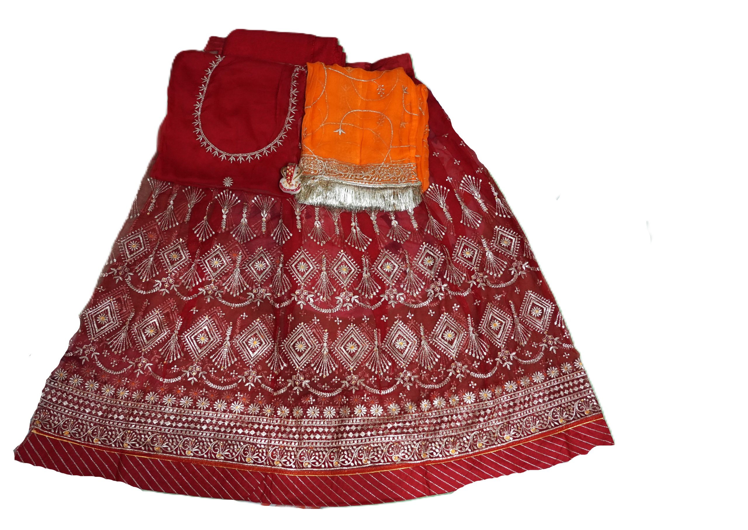 Red Poshak with yellow odhna (4 Side) - Image 3