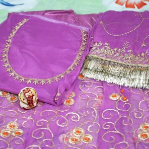 Lavender Poshak with Odhna (4 Side)
