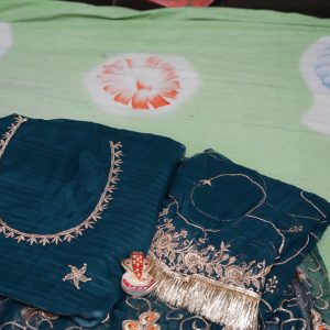 Peacock Blue Bember Satan poshak with 24 Kali Gher.(Ankita)