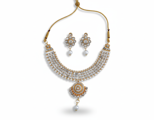 Gold Plated Stone Studded Necklace Set