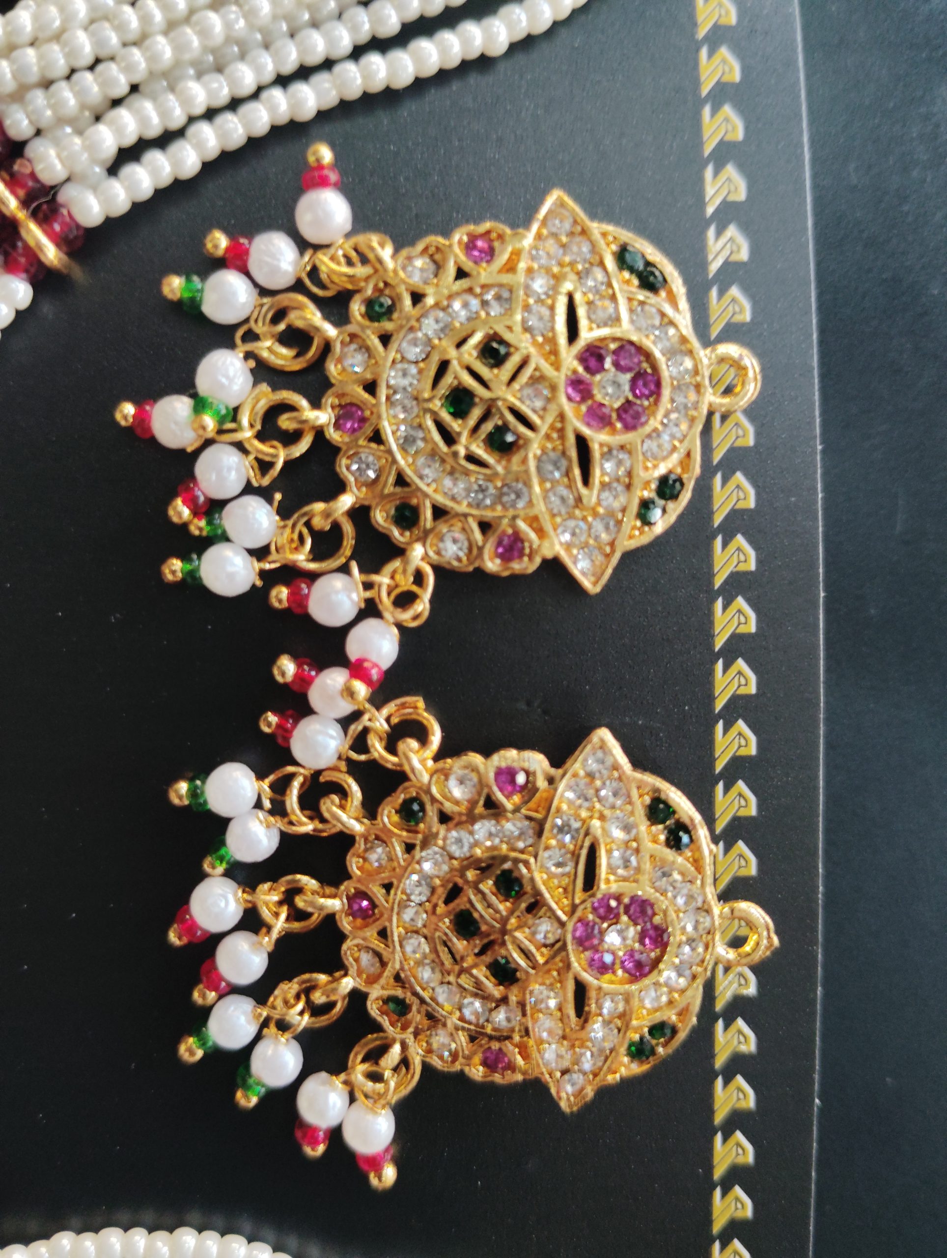 Imitation Kundan Pearl Choker Necklace Set β Traditional Bridal Jewelry with Matching Earrings. - Image 2