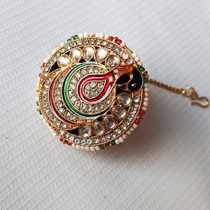Rajasthani Peacock Borla imitation Maang Tikka – Gold Plated Kundan.