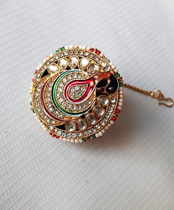 Rajasthani Peacock Borla imitation Maang Tikka – Gold Plated Kundan.