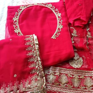 Hot Pink poshak with Odhna Zari Work (Chapat)