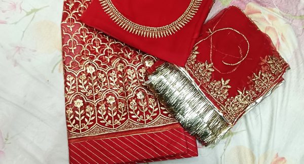 Red Bember Satan poshak with 24 kali Gher (Ankita) - Image 2