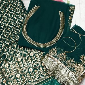 Dark Green Bember satan poshak with 24 kali Gher (Ankita)