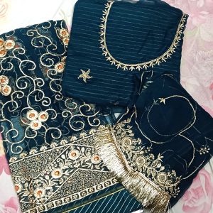 Rama Green Colour Poshak with Odhna (Roshani)