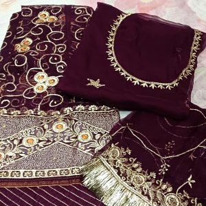 Wine colour Poshak with Odhna (4 Side)