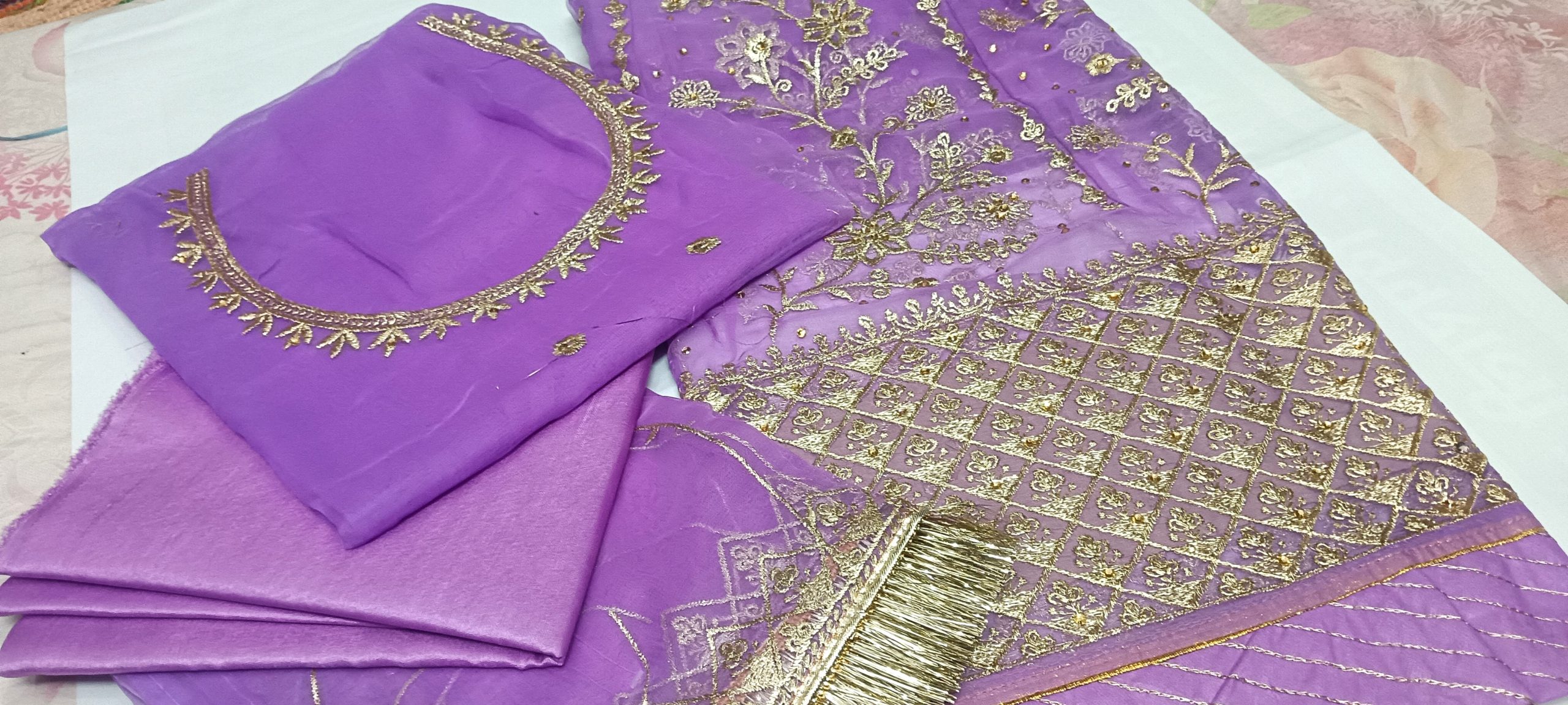 Lavender Colour Poshak with Odhna (Roshani) - Image 3