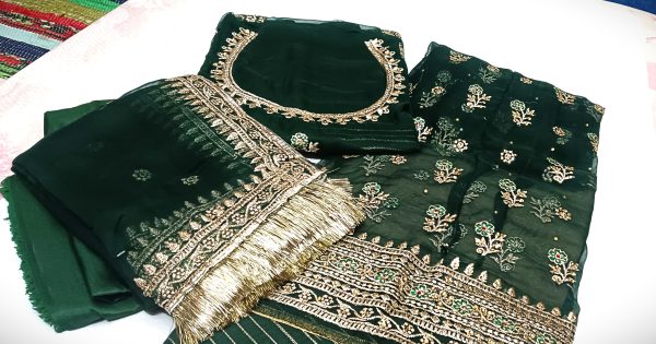 Royal Green Poshak with Odhna (Roshani)