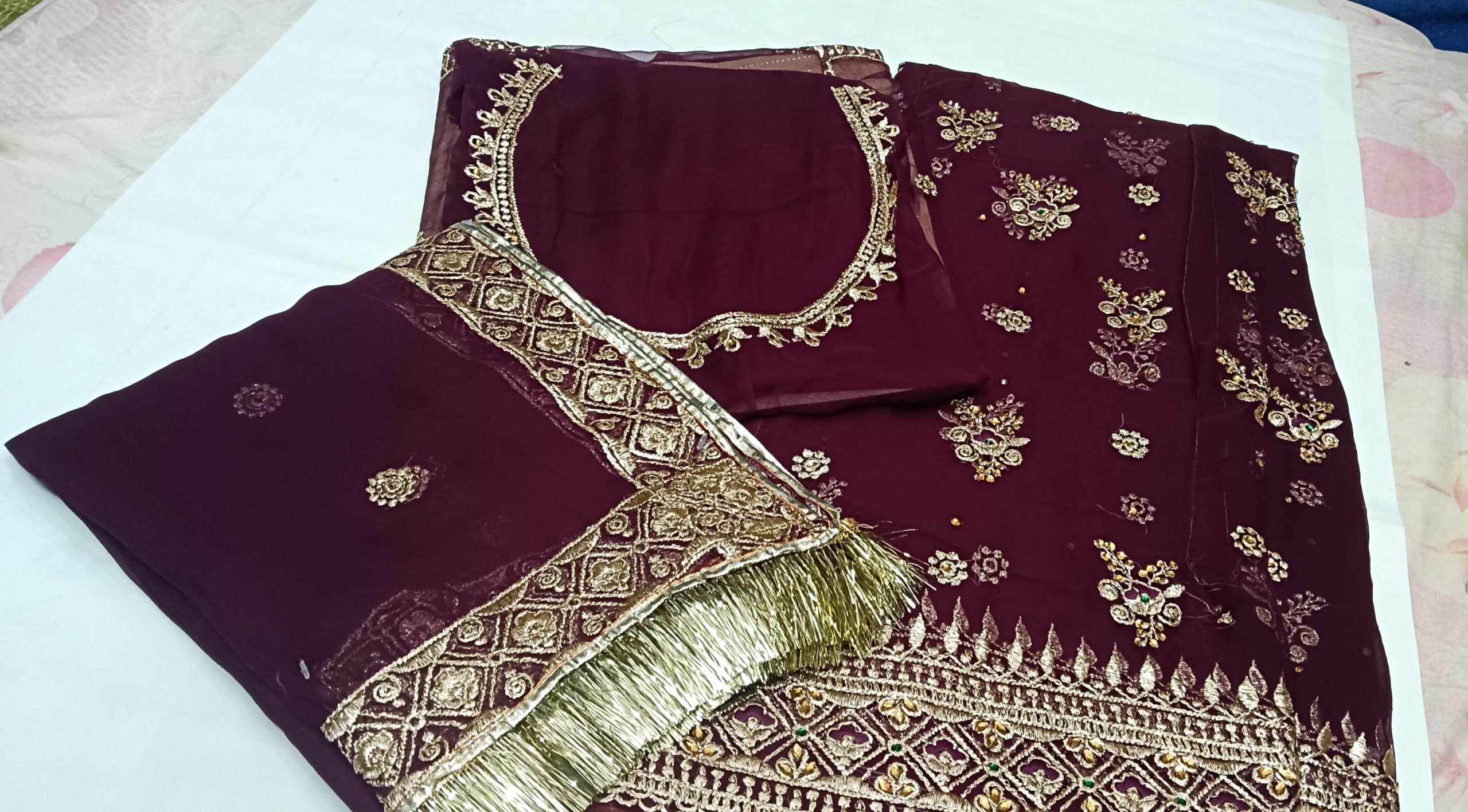 Wine colour Poshak with Odhna (Roshani) - Image 4