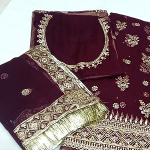 Wine colour Poshak with Odhna (Roshani)