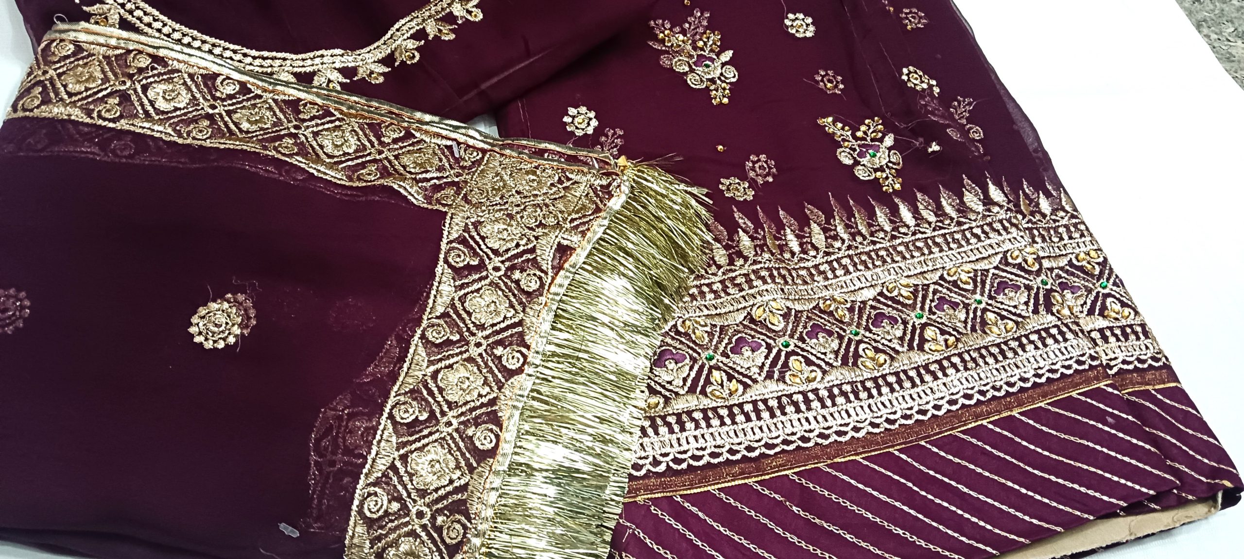 Wine colour Poshak with Odhna (Roshani) - Image 3
