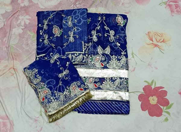 Royal Blue Poshak with Odhna (RAY BANDHEJ)