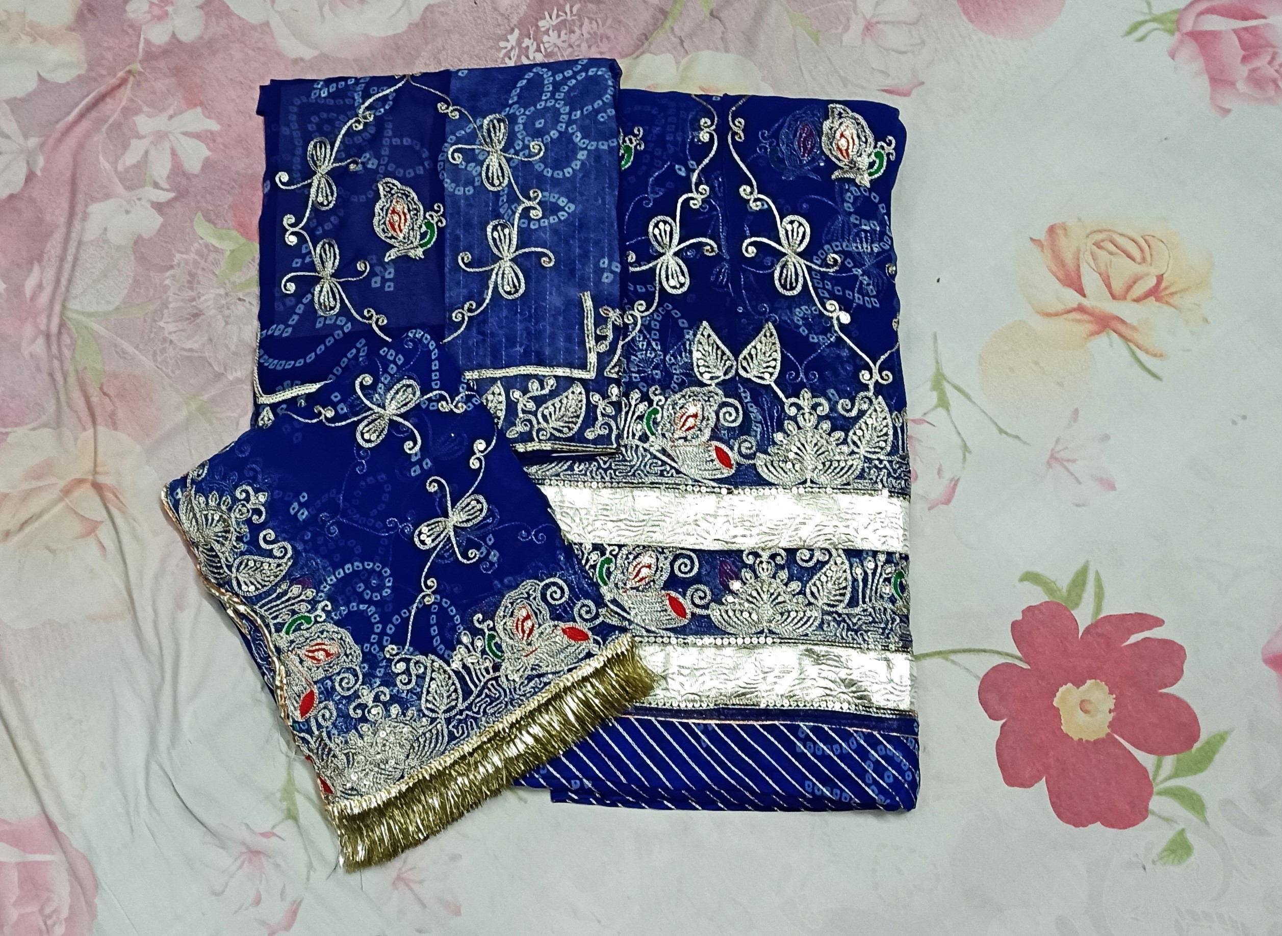 Royal Blue Poshak with Odhna (RAY BANDHEJ)