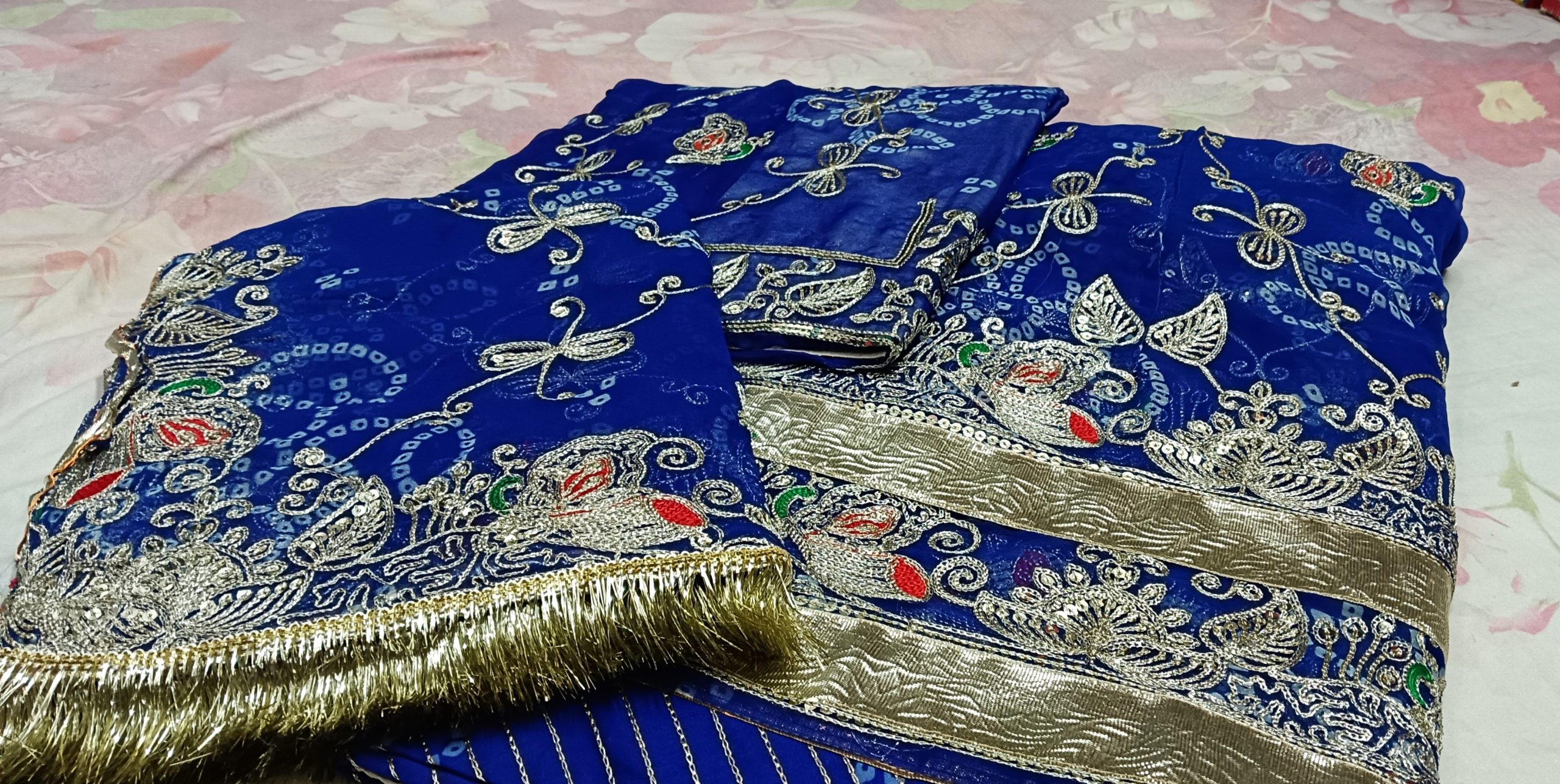 Royal Blue Poshak with Odhna (RAY BANDHEJ) - Image 4