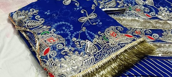 Royal Blue Poshak with Odhna (RAY BANDHEJ) - Image 3