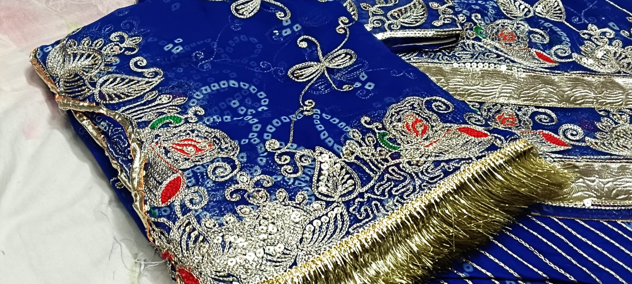 Royal Blue Poshak with Odhna (RAY BANDHEJ) - Image 3