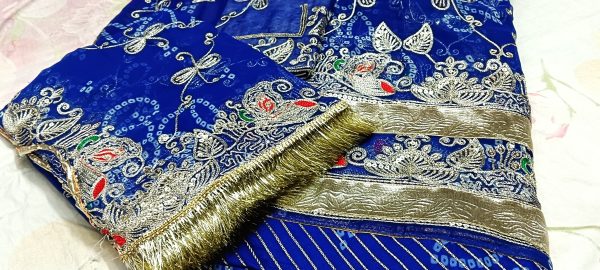 Royal Blue Poshak with Odhna (RAY BANDHEJ) - Image 2
