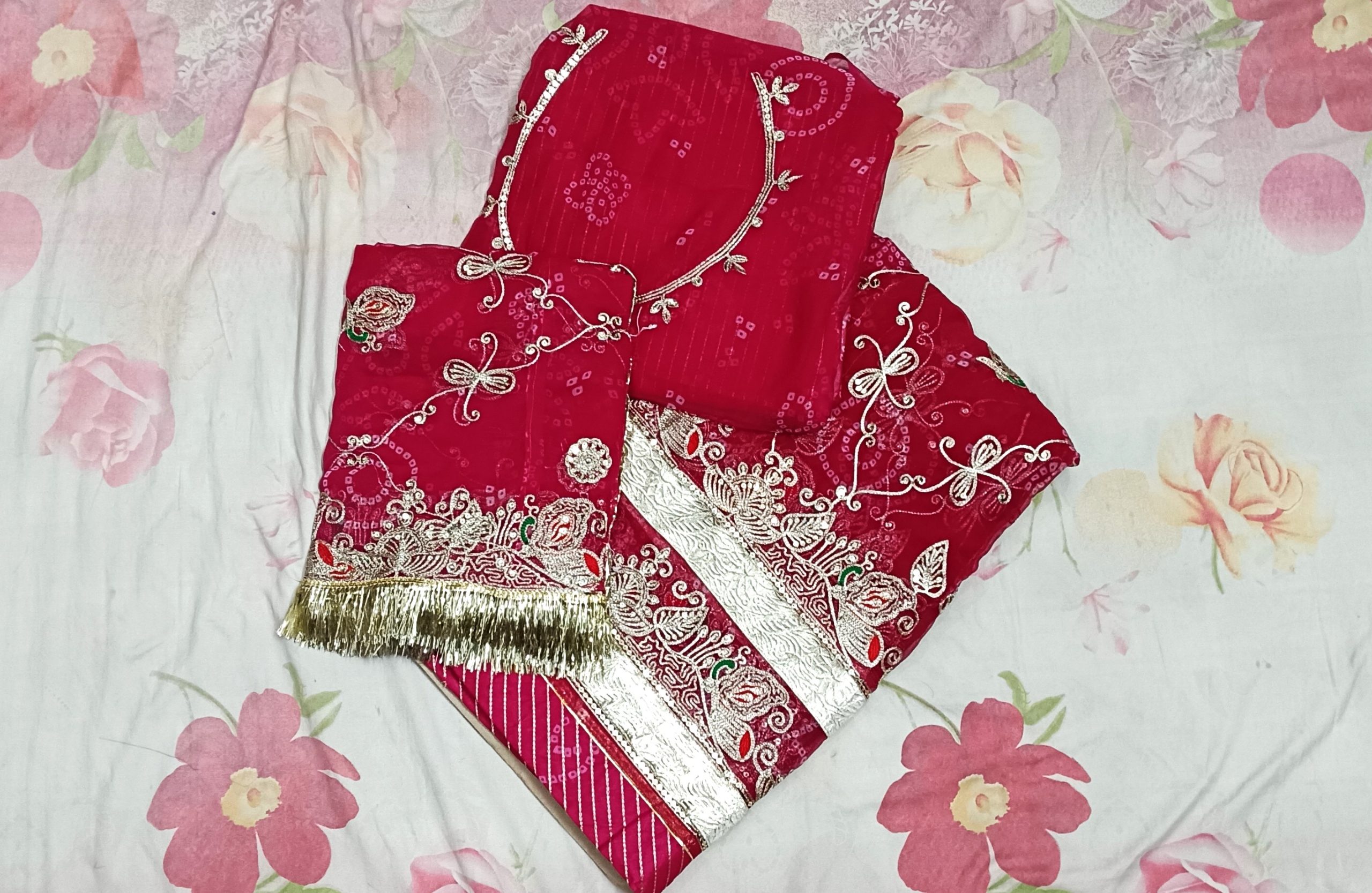 Royal Pink Poshak with Odhna (RAY BANDHEJ)