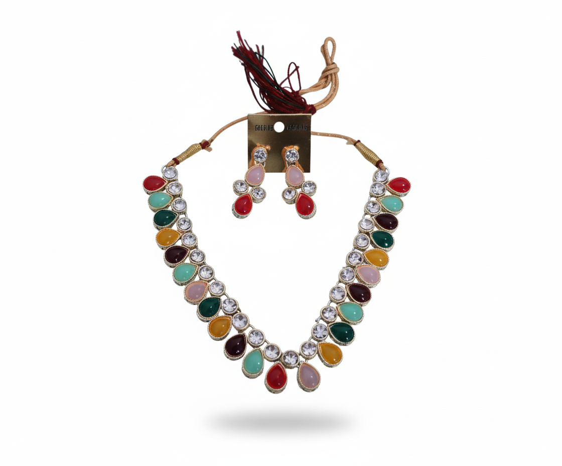 Multicolor Stone Necklace Set
