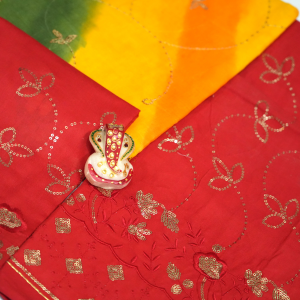 Red Cotton Sequence Jaal Rajputi poshaak
