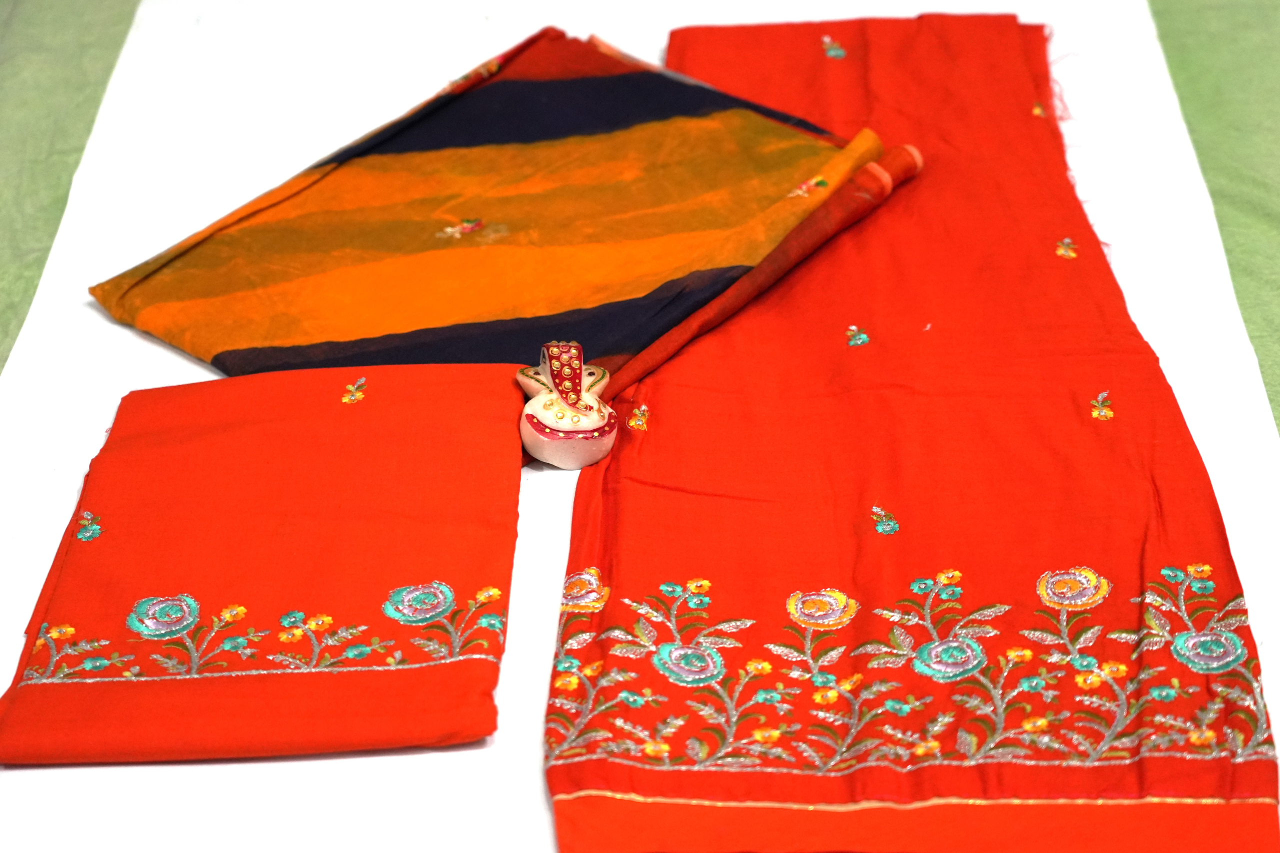 Orange with Lehariyo Odhani (92*88 Kali Daily Wear)