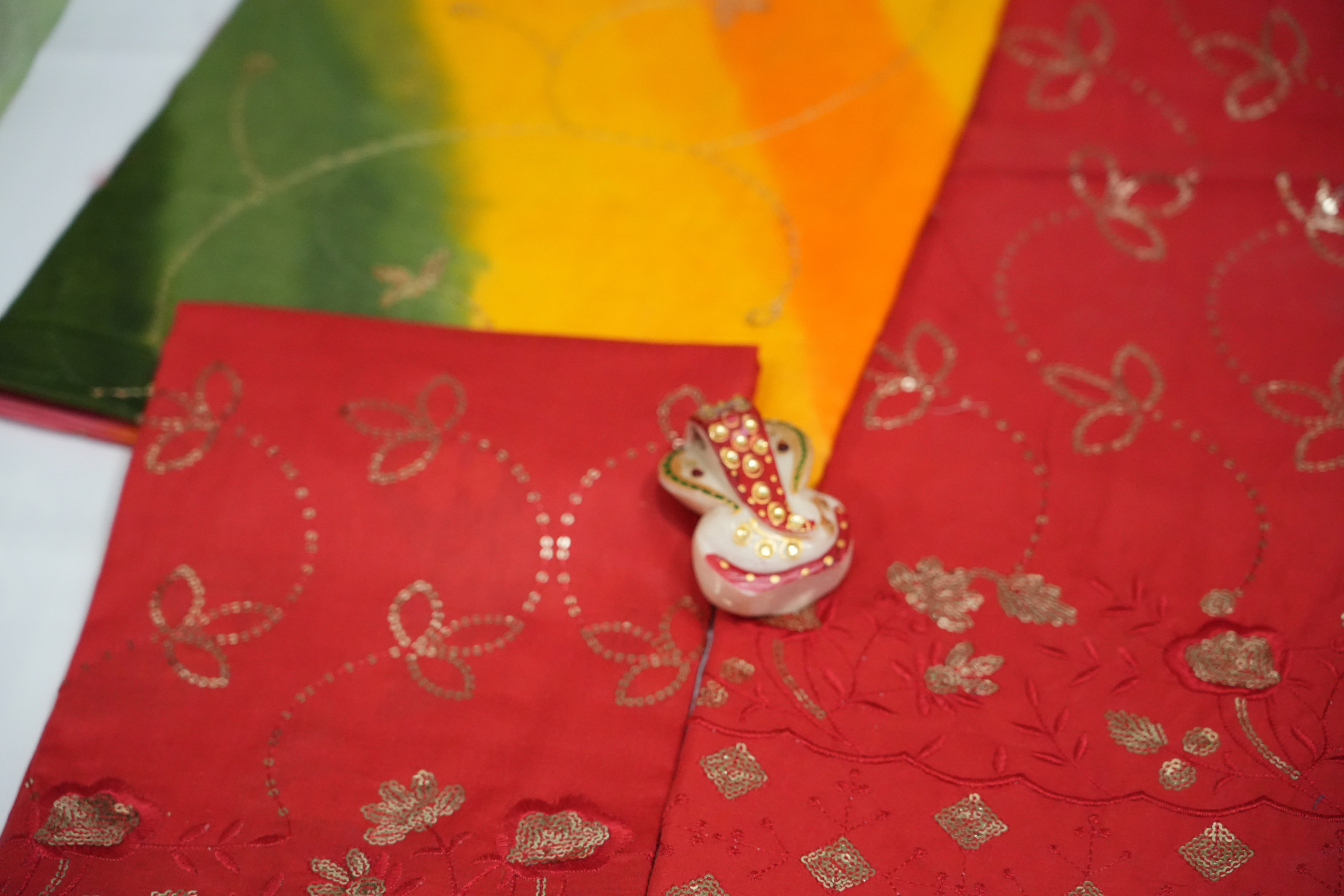 Red Cotton Sequence Jaal Rajputi poshaak - Image 3