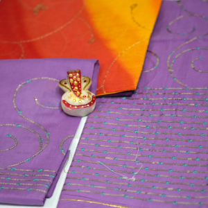 Lavender Cotton Sequence Jaal Rajputi poshaak
