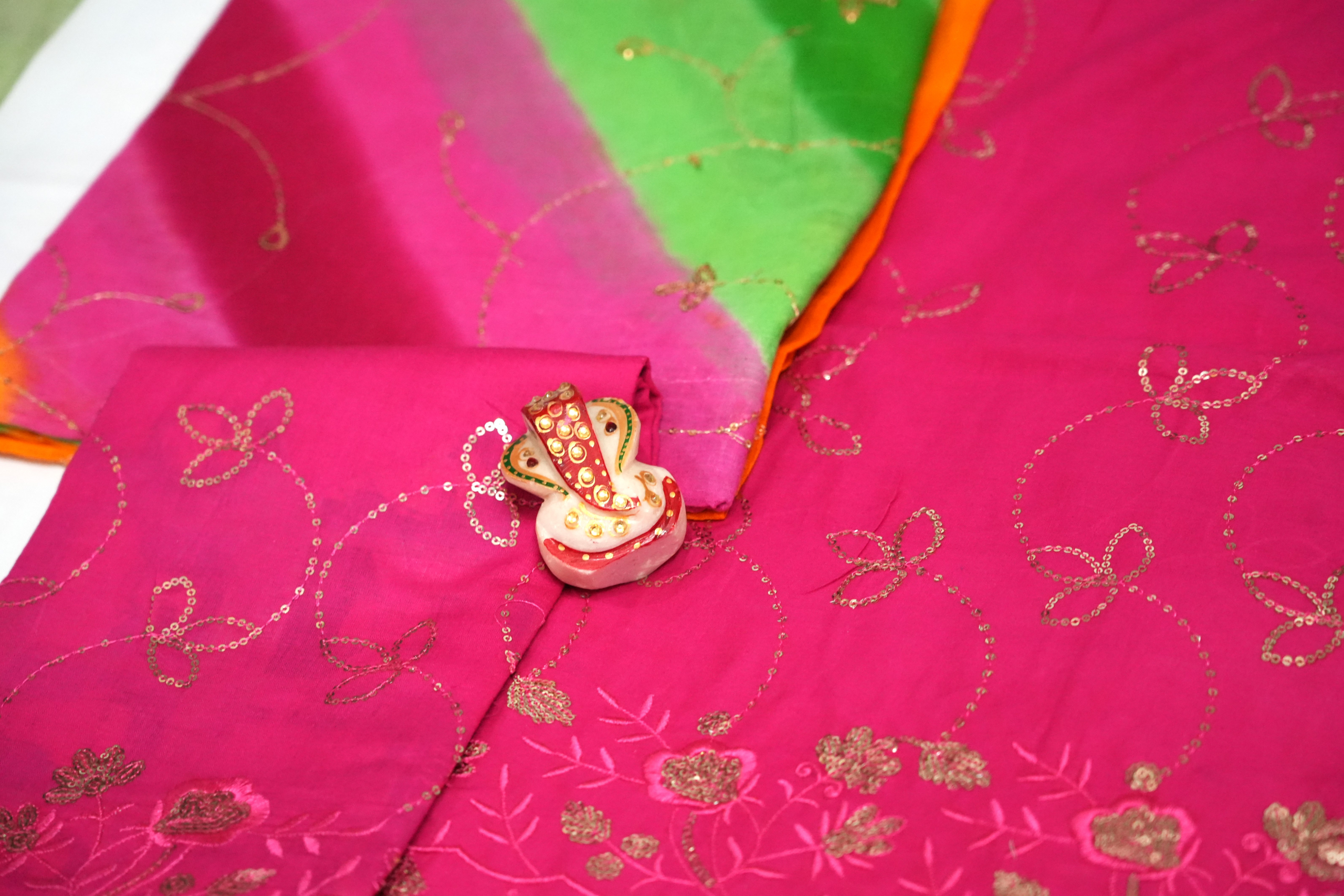 Pink Cotton Sequence Jaal Rajputi poshaak