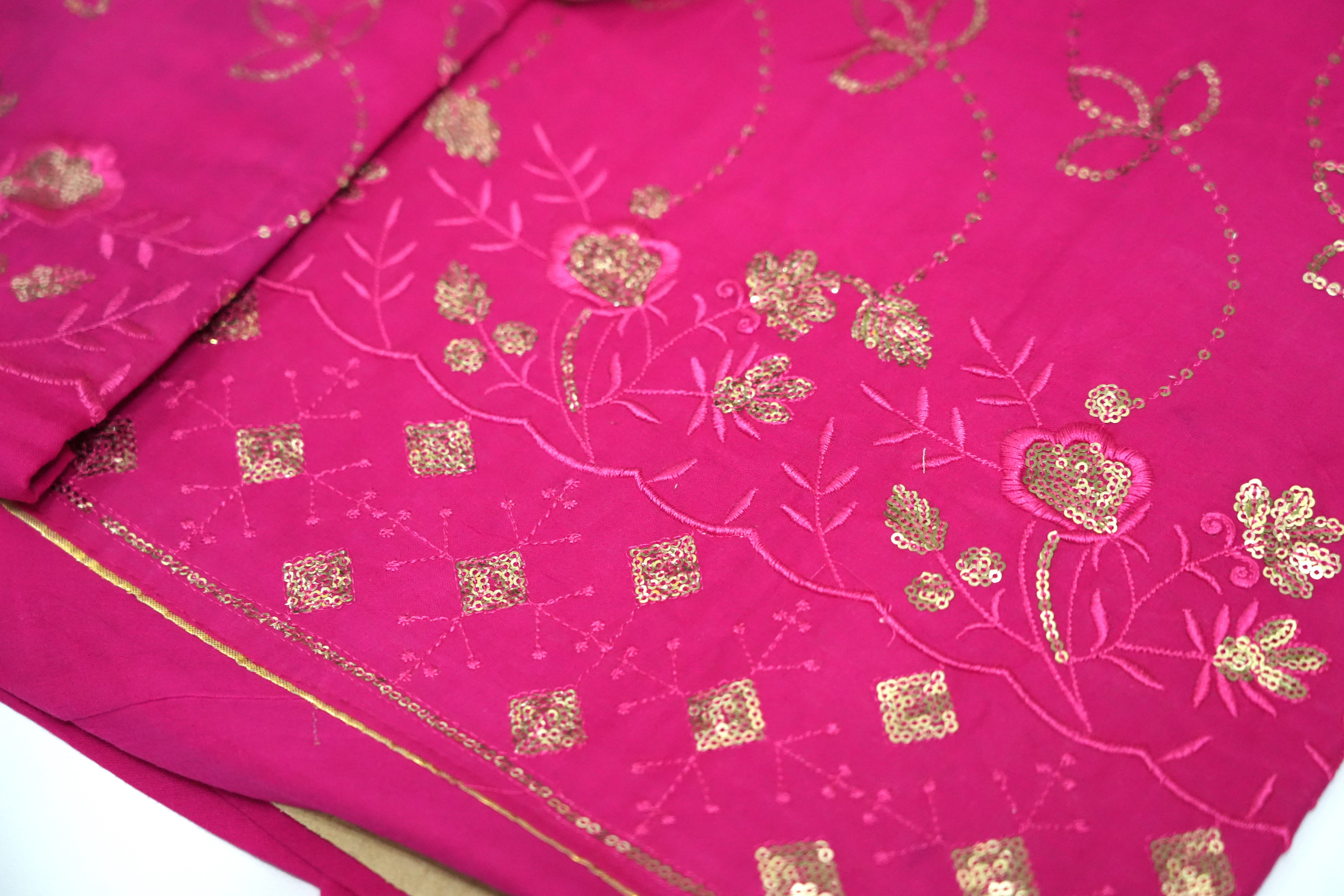 Pink Cotton Sequence Jaal Rajputi poshaak - Image 4