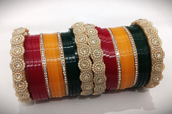 Multi-color Punjabi bridal chura set. - Image 3