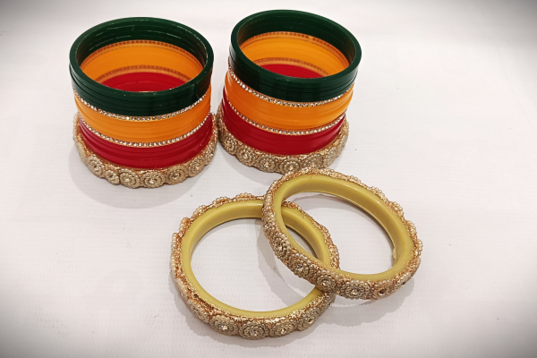 Multi-color Punjabi bridal chura set.