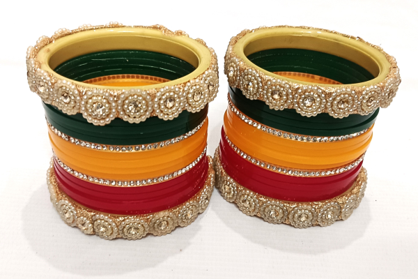 Multi-color Punjabi bridal chura set. - Image 2