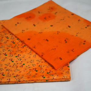 Light Orange Rajasthani cotton foil print poshak