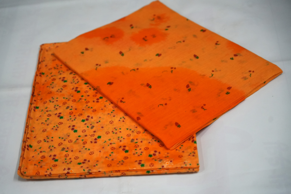 Light Orange Rajasthani cotton foil print poshak