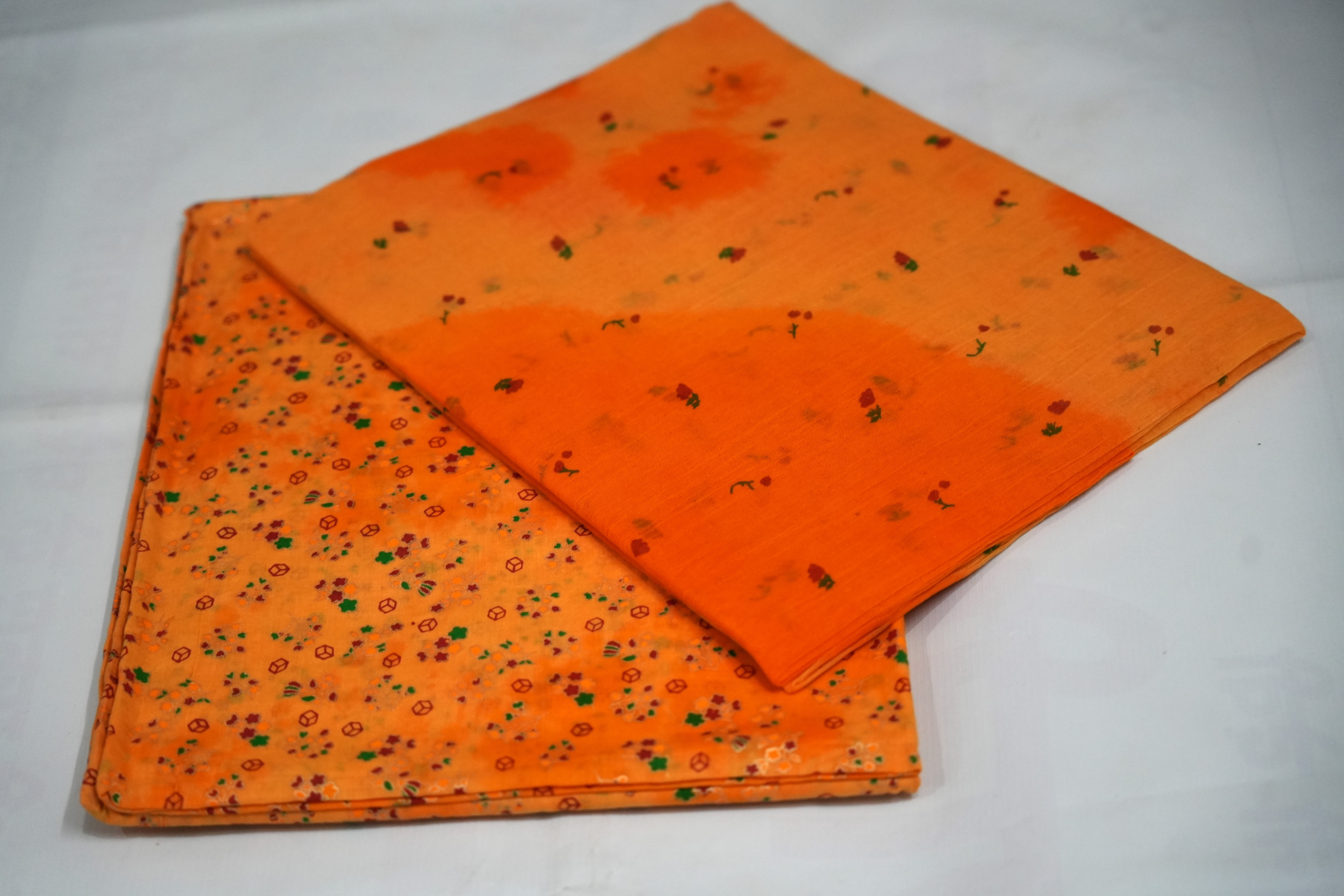 Light Orange Rajasthani cotton foil print poshak