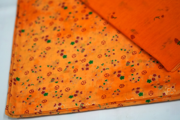 Light Orange Rajasthani cotton foil print poshak - Image 3
