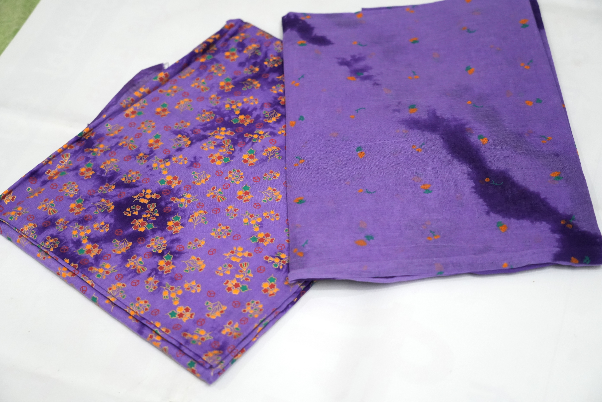 Light Purple Rajasthani cotton foil print poshak