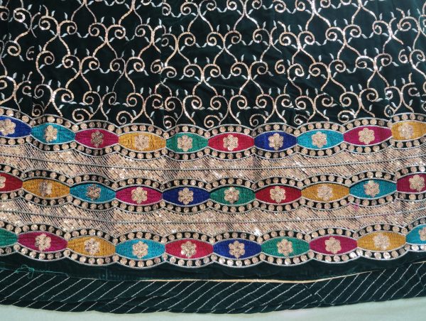 Royal Green velvet poshak with Humrahi Odhna in havey Zari Work. - Image 3
